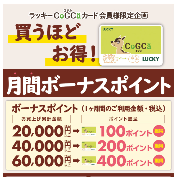 買うほどお得！月間ボーナスポイント