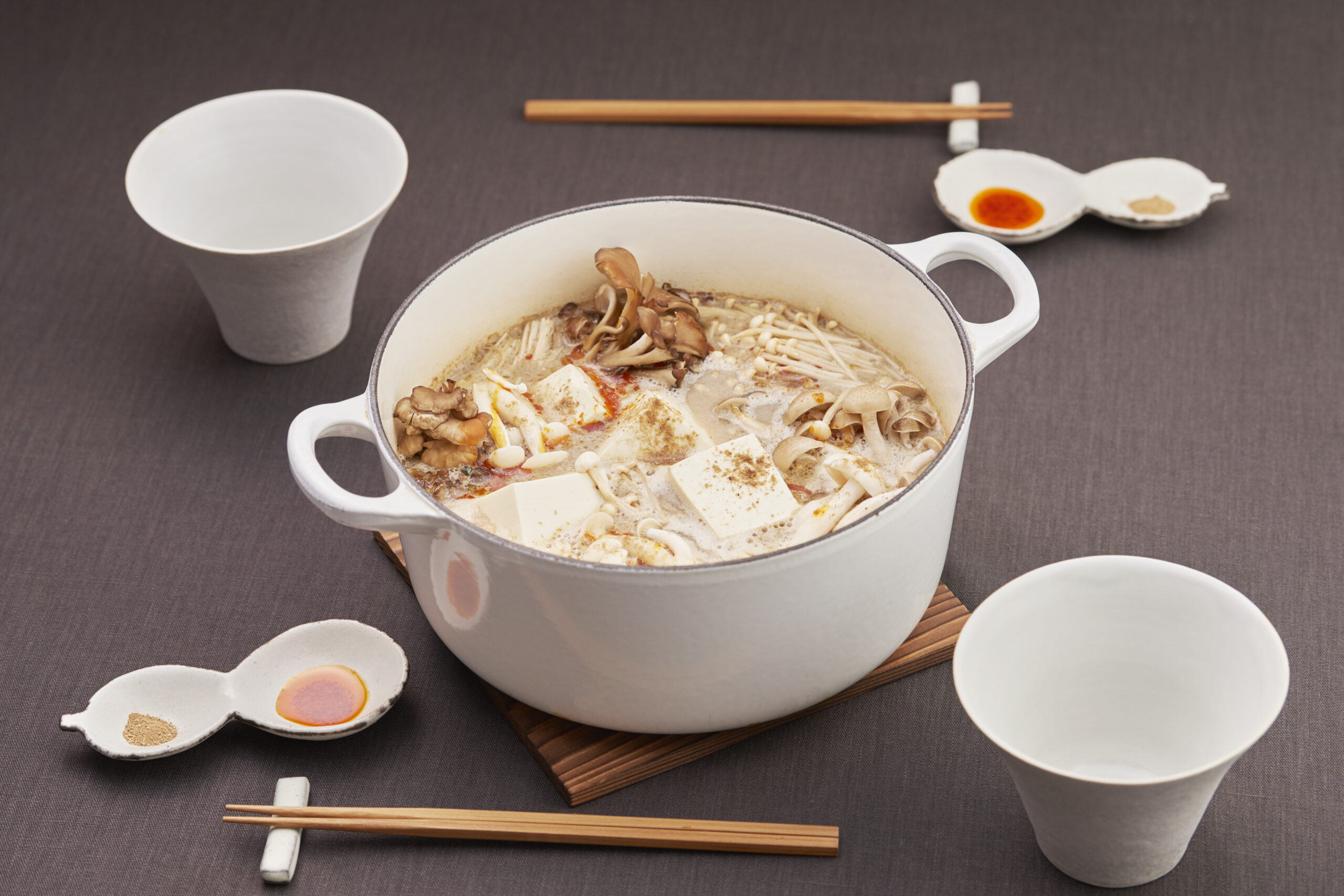 豆腐ときのこの花椒白鍋 豆腐ときのこの花椒白鍋